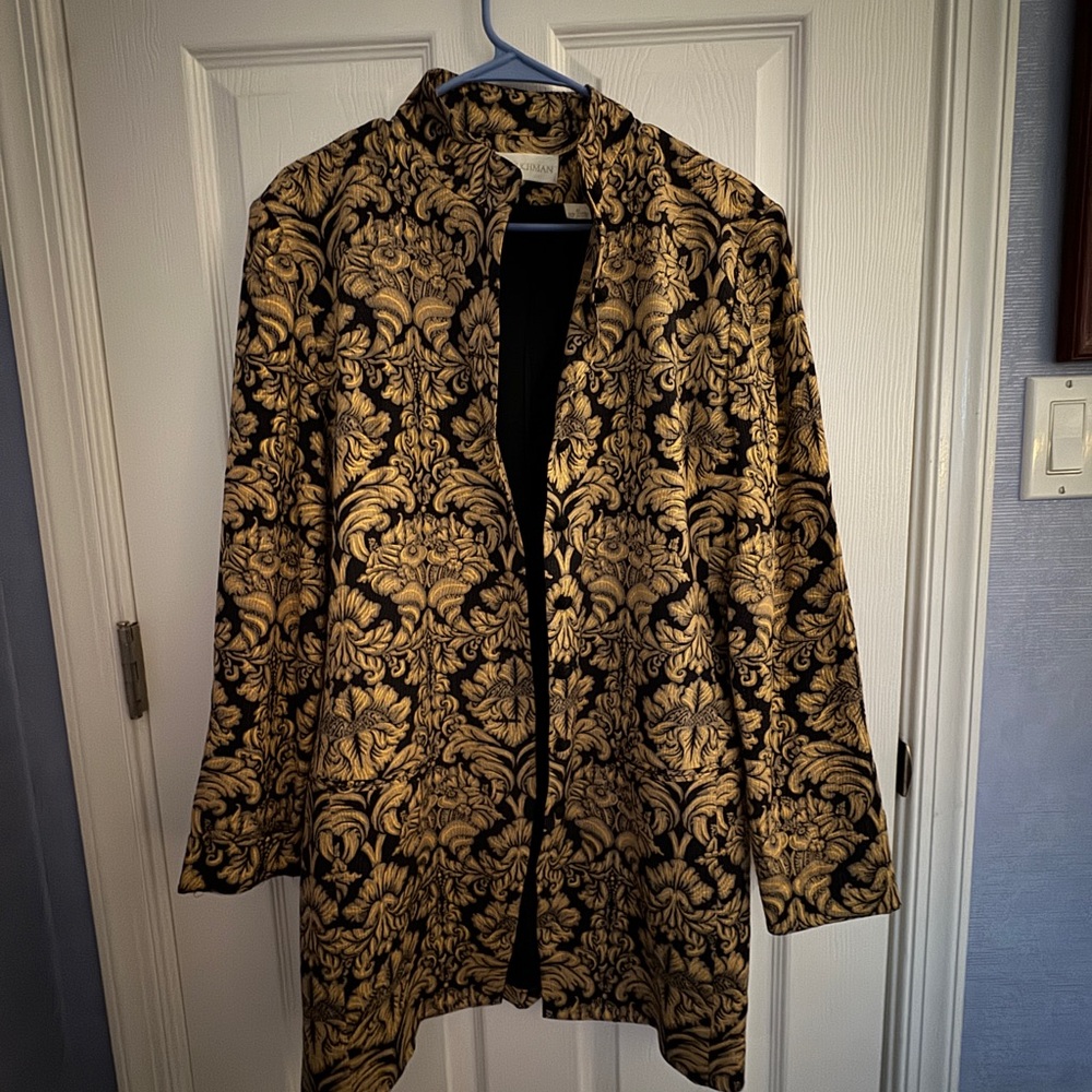 Dana Buchman Black and Gold Floral Blazer